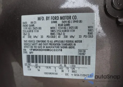 2021 Ford Explorer Xlt z USA, uszkodzony, nr VIN 1FMSK8DH0MGC03318